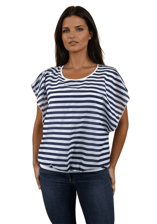 Дамска  блуза - тениска с къс ръкав обло деколте - Decade.shop