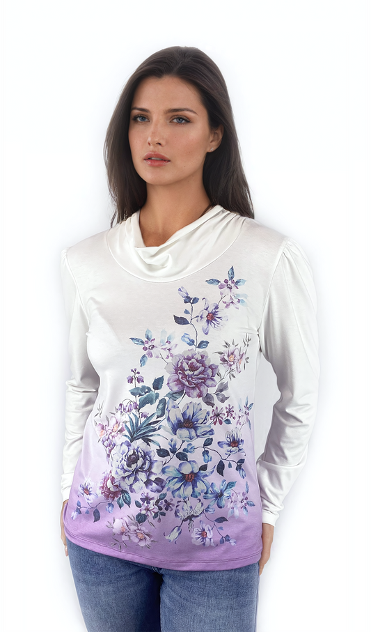 Дамска  блуза - тениска с дълъг ръкав  полу-поло - Decade.shop