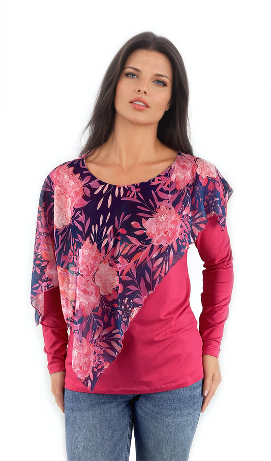 Дамска  блуза - тениска с дълъг ръкав обло деколте - Decade.shop