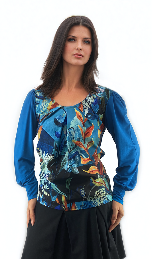 Дамска  блуза - тениска с дълъг ръкав обло деколте - Decade.shop