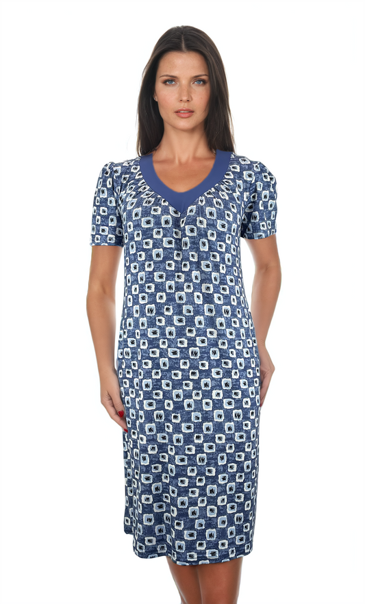 Дамска  рокля с къс ръкав остро деколте - Decade.shop