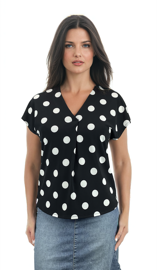 Дамска блуза - тениска къс ръкав остро деколте - Decade.shop