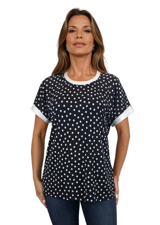 Дамска блуза къс ръкав обло деколте - Decade.shop