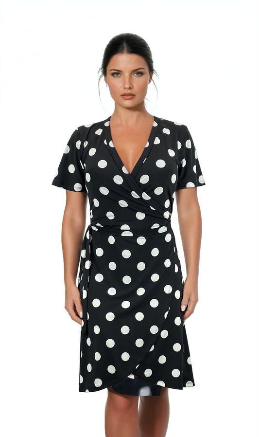 Дамска  рокля с къс ръкав , тип прегърни ме - Decade.shop