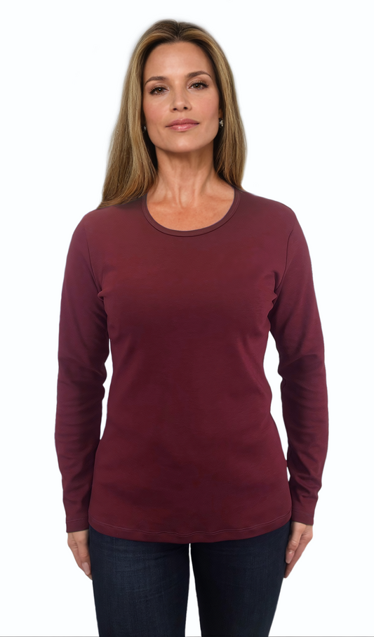 Дамска  блуза - тениска с дълъг ръкав обло деколте - Decade.shop